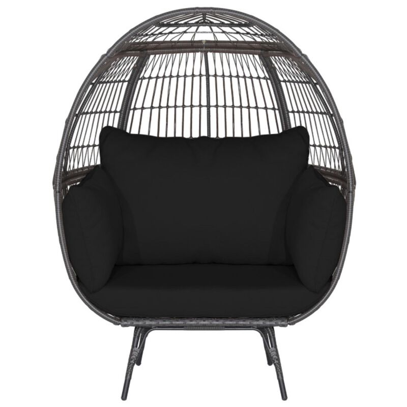Hivvago Oversized Patio Rattan Egg Lounge Chair with 4 Cushions