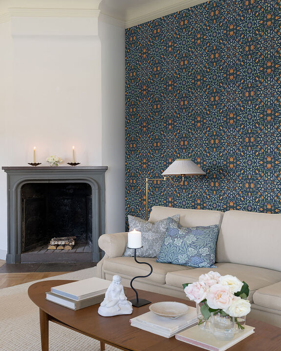 No 1 Holland Park Dark Blue Floral Wallpaper (Set of 2)