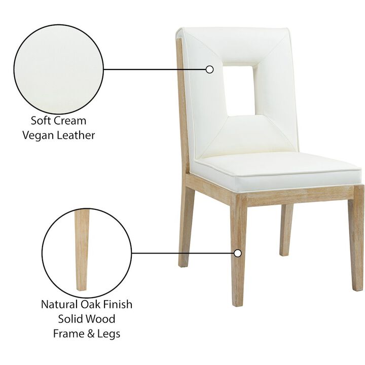 Meridian Furniture Gwendolyn Cream Vegan Leather Dining Side Chair, Set of 2