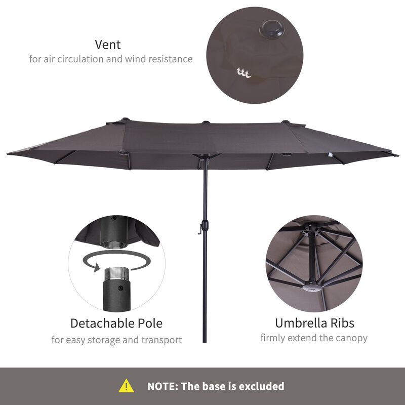 Gray Sun Umbrella: 15ft Double-Sided Patio Umbrella with Crank
