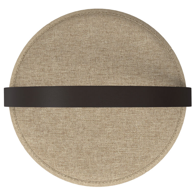 Ramsay 16 inch Wide Contemporary Irregular Footstool in Taupe Linen Look Fabric, Fully Assembled