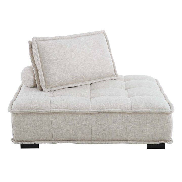 Saunter Tufted Fabric Armless Chair Brown