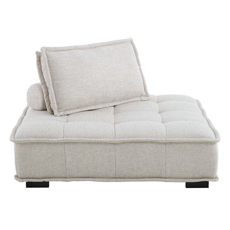 Saunter Tufted Fabric Armless Chair Brown image number 0