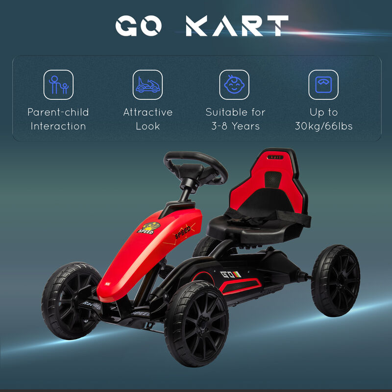 BreeBe Kids Pedal Go Kart w/ Swing Axle, Shock-Absorbing Wheels image number 7
