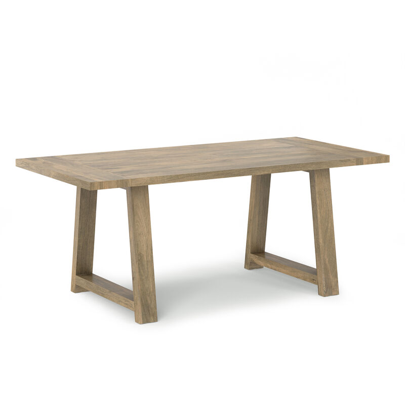 Whitley 72 inch Wide Solid Mango Farmhouse Dining Table in Grey Wash