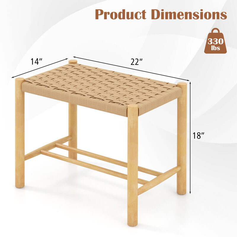18 Inch Dining Stool Set of 2-Natural