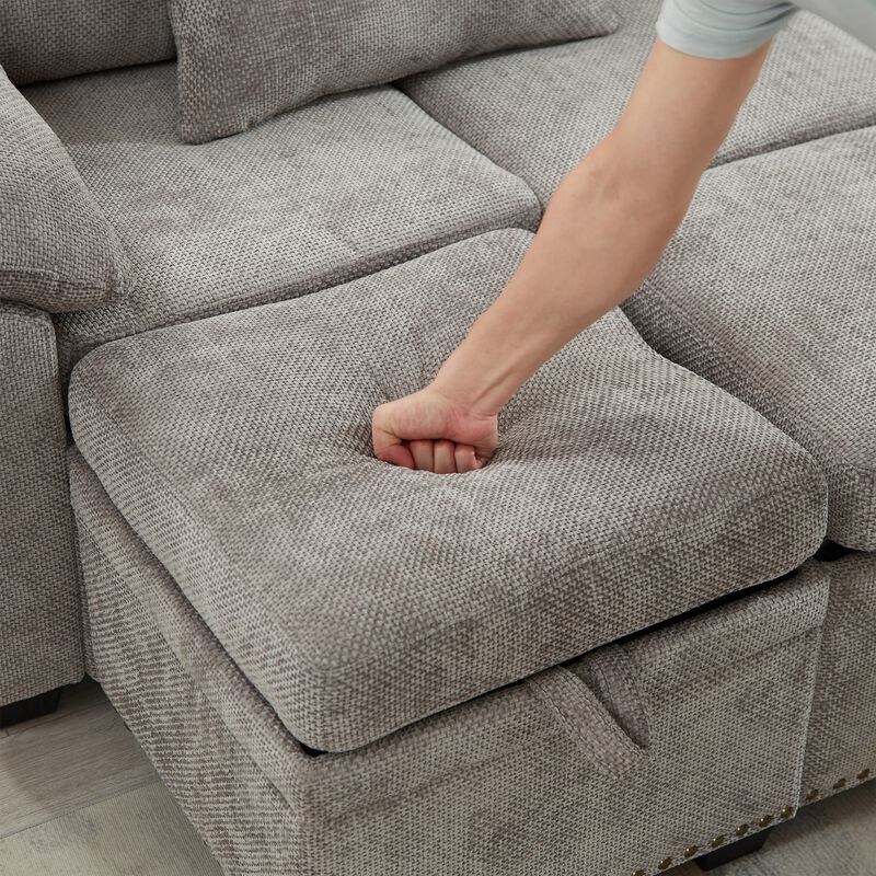 Jibvar L-Shaped Sectional Sofa Bed image number 8