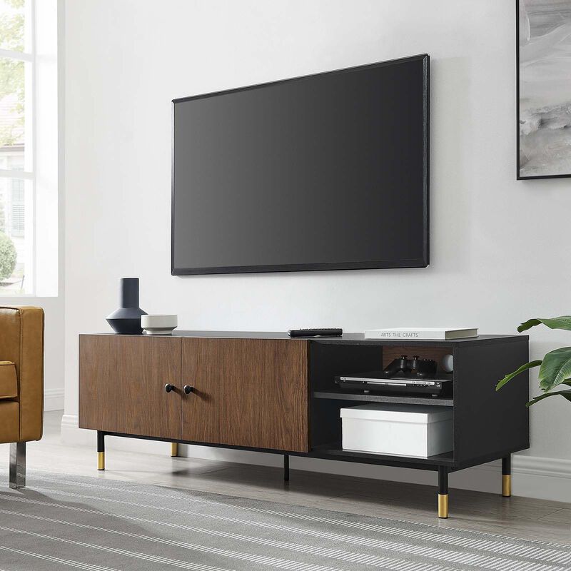 Modway EEI-6282-BLK-WAL Nexus 60" TV Stand, Black Walnut image number 1