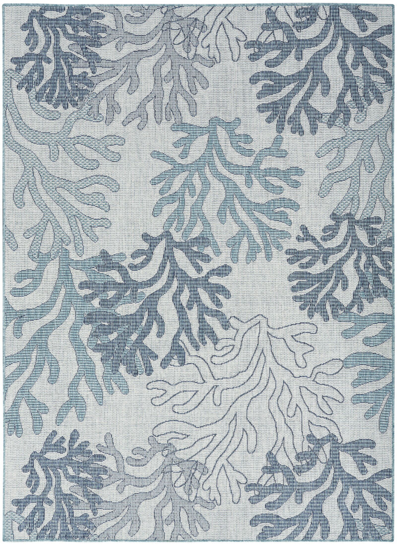 HomeRoots 4' X 6' Navy Blue Ivory And Blue Nautical Indoor Outdoor Area Rug image number 0
