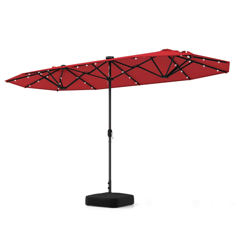 Mondawe 13FT Double-sided Patio Umbrella with Solar Lights for Garden Pool Backyard