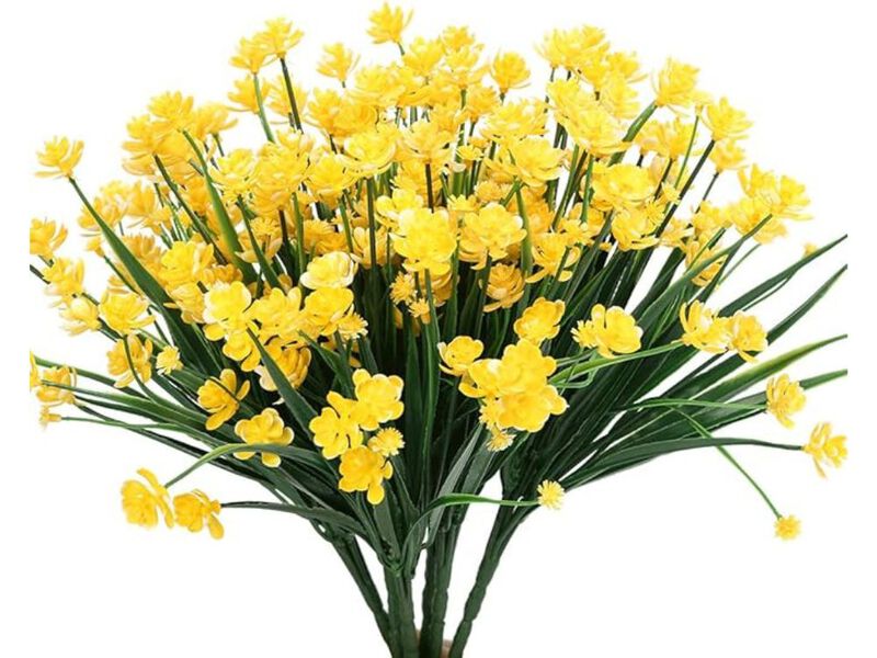 8 Bundle Yellow Artificial Greenery Stems UV Resistant Outdoor Vase Filler image number 0