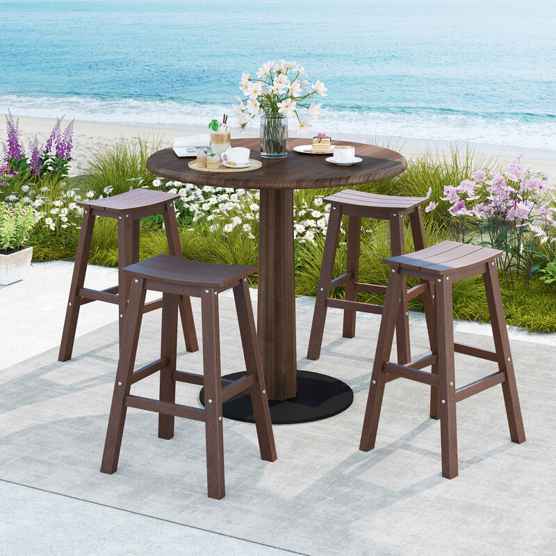 HDPE Armless Patio Bar Stools Set – Saddle Seat Outdoor Counter Chairs