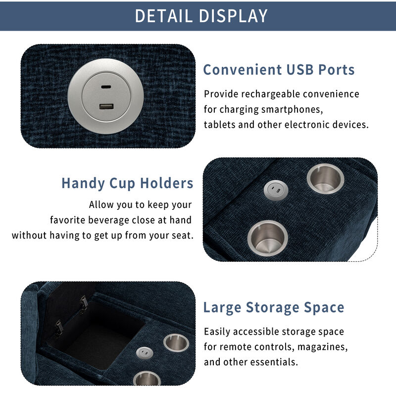 Merax Sectional Sofa Chenille Upholstered Sofa with Two Removable Ottoman