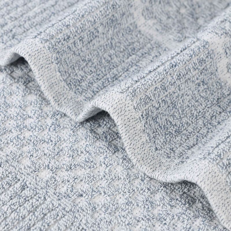 Set of 6 Cotton Blend Hand Towels with Checkered and Ribbed Texture image number 2