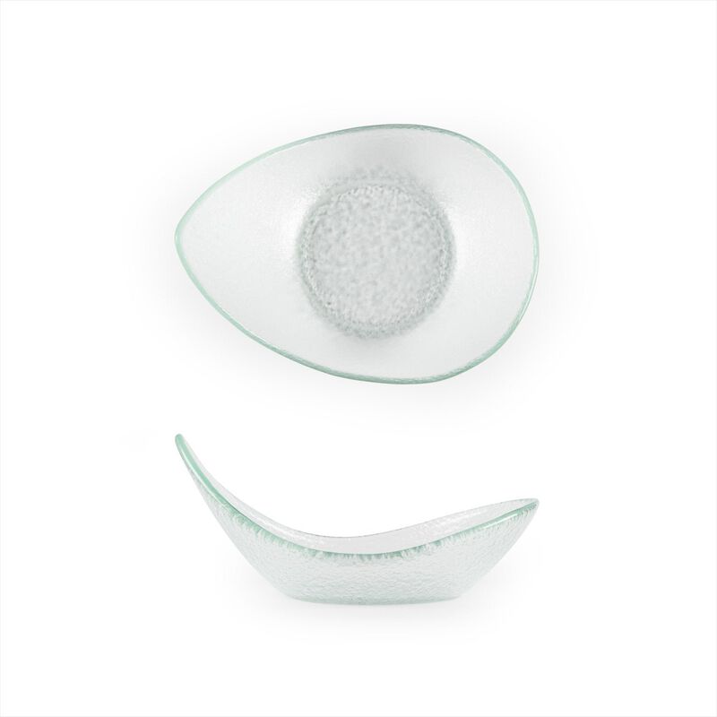 Turgla Fusion Glass 7.5" x 5.75" x h:3.25" 10 oz. Oval Clear Glass Bowl (Set of 4) image number 4