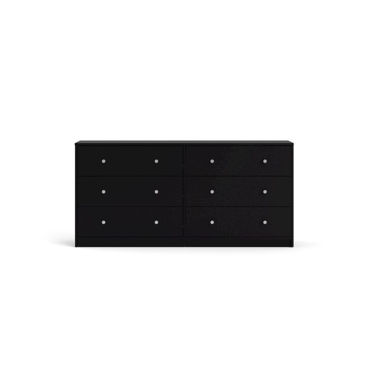 Tvilum Portland 6 Drawer Double Dresser, Black