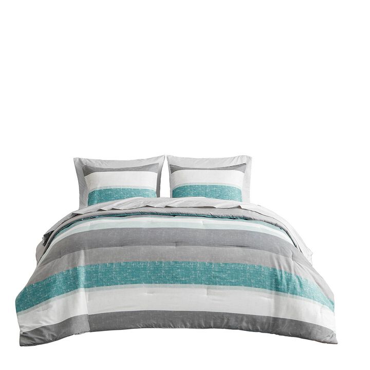 Gracie Mills Ware Striped Comforter Set with Bed Sheets