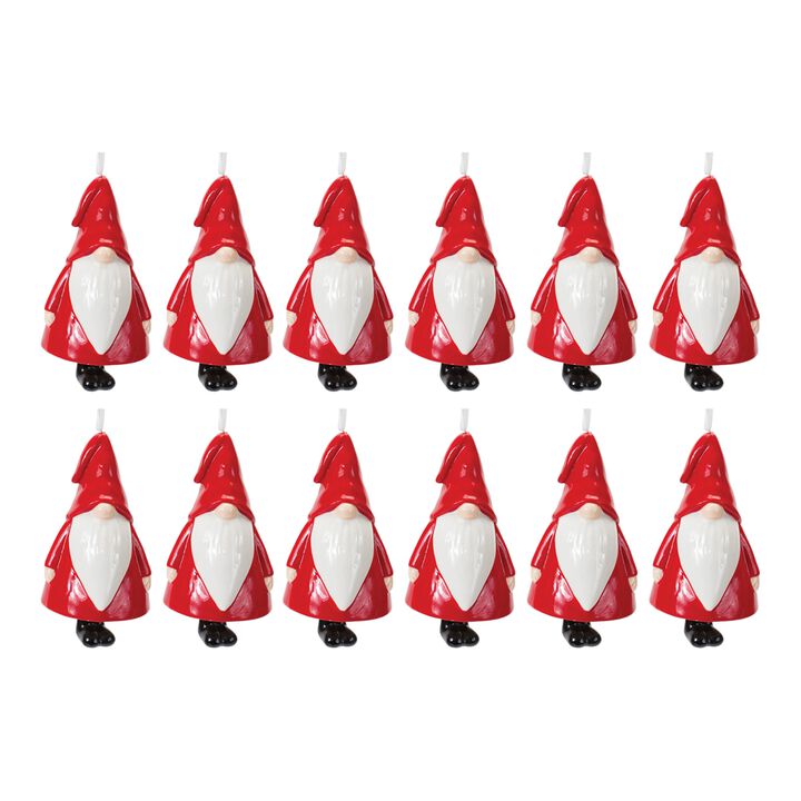Ceramic Gnome Bell Ornament (Set of 12)