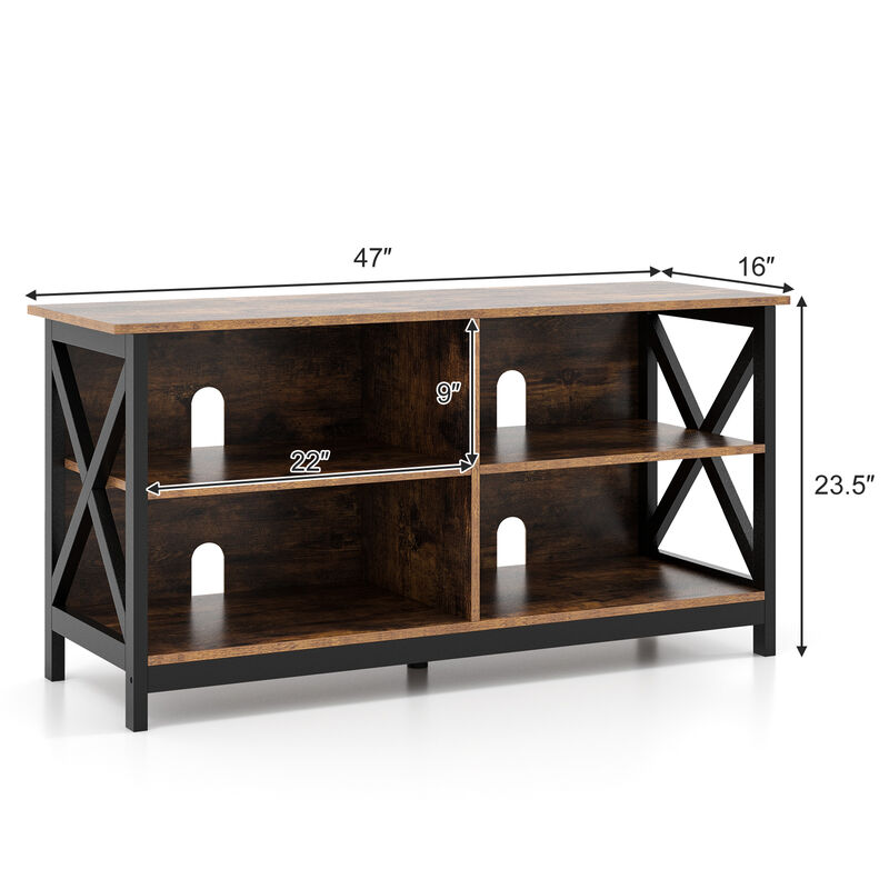 Wooden TV Stand Entertainment for TVs up to 55 Inch with X-Shaped Frame image number 6