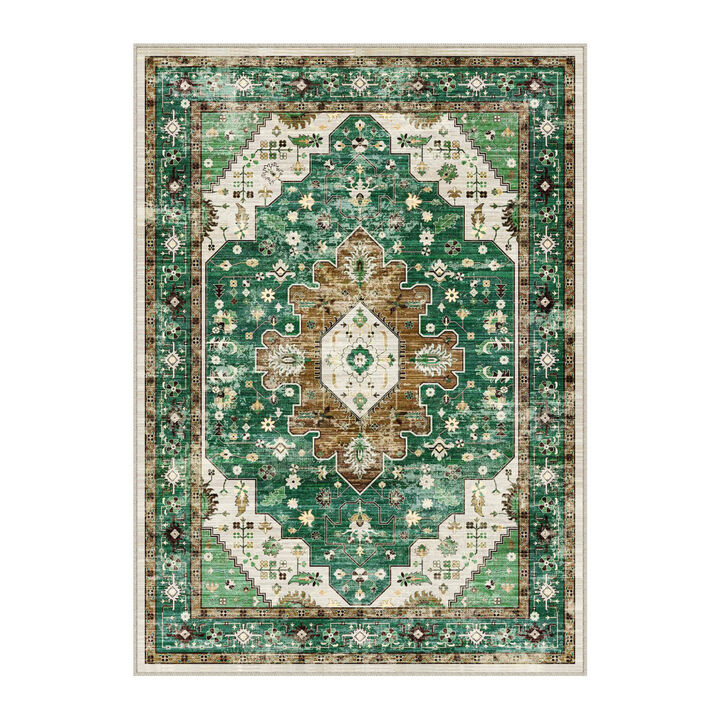 HomeRoots Medallion Washable Area Rug
