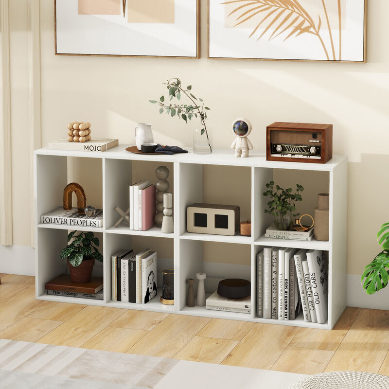 4 Cube Bookshelf with Back Guardrail for Living Room Bedroom