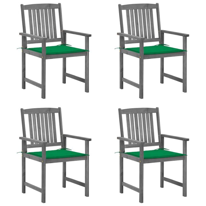 Patio Chair Set of 4 Gray Solid Acacia wood Standard Durable