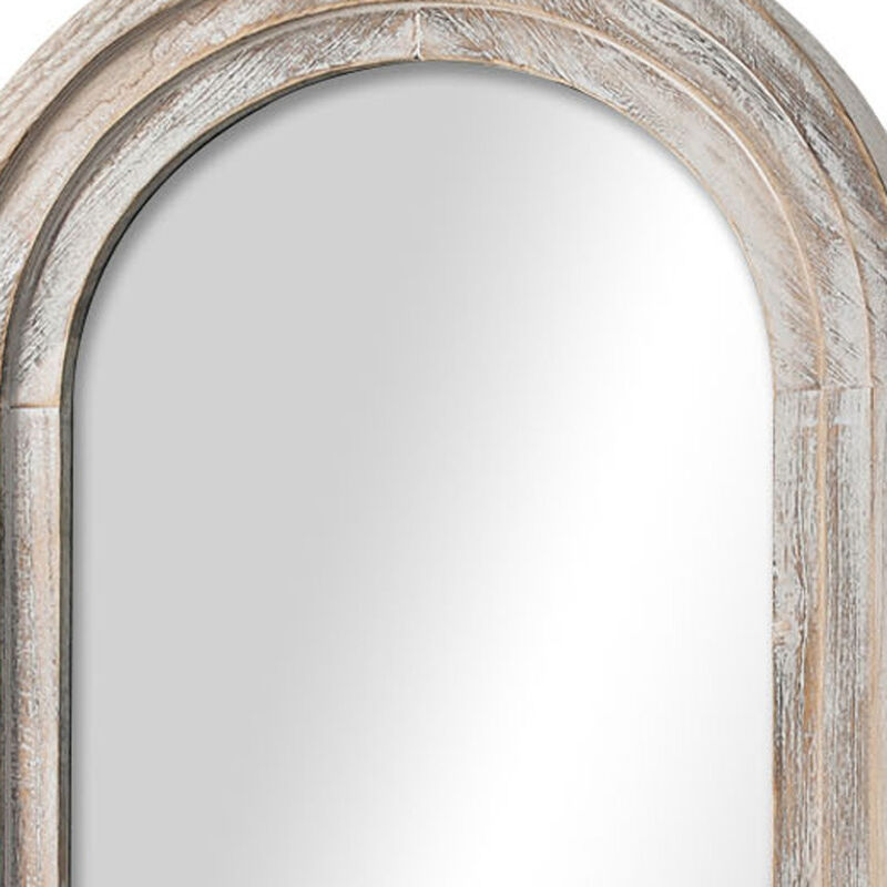 HomeRoots 64" White Solid Wood Arch Freestanding Framed Full Length Mirror image number 3