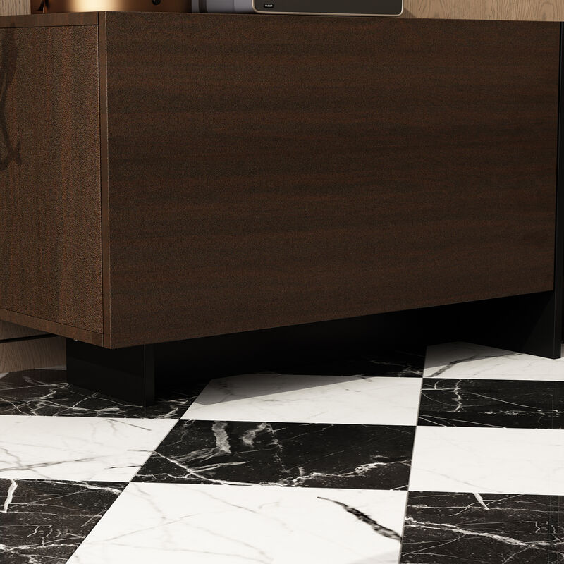 FUFU&GAGA Modern/Contemporary Dark Brown Tv Stand Integrated Tv Mount (Accommodates TVs more than 70-in),Brown