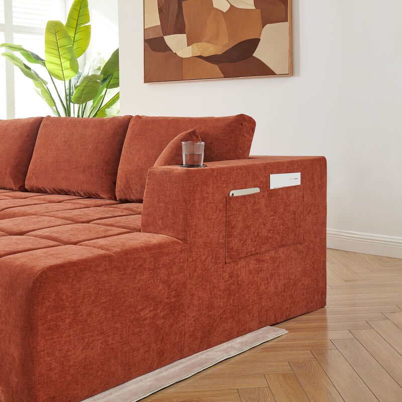 Feslud U-Shaped Chenille Sectional Sofa image number 3