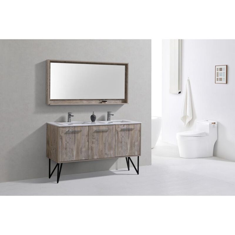Kubebath Bosco 60 Double Sink Modern Bathroom Vanity w/ Quartz Countertop