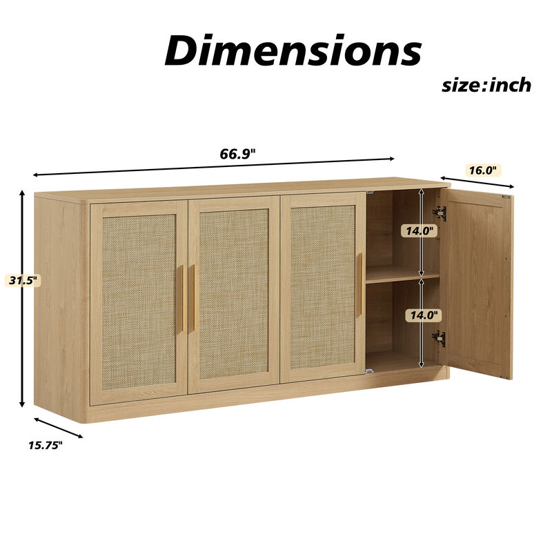 Nalhob 67" Rattan Sideboard image number 4