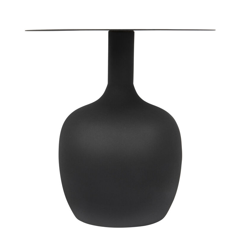 Modern Textured Round Metal Side Table, Black image number 3