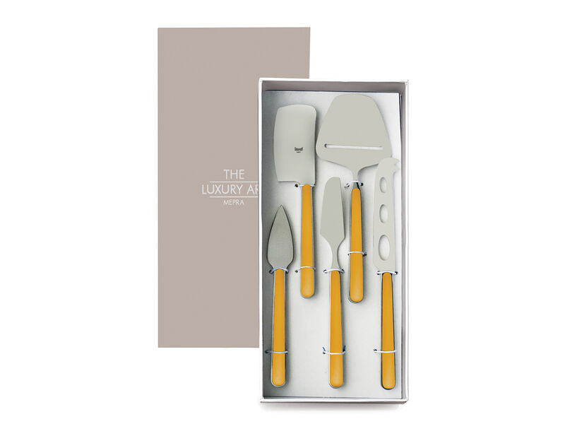 Cheese Knives 5Pc Fantasia - Mustard