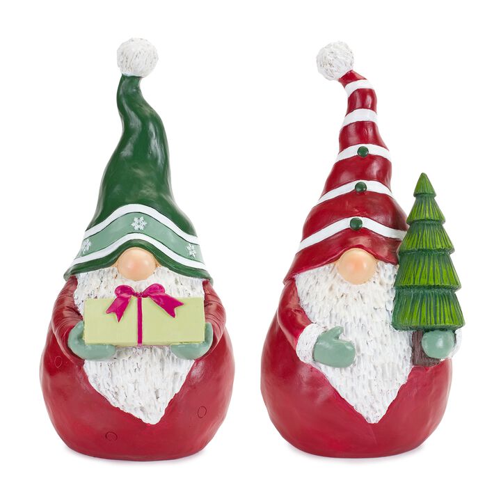 Set of 2 Resin Gnome Figurines for Seasonal Home Decorations