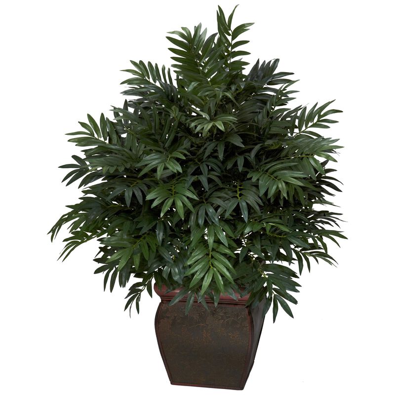 Hivvago Triple Bamboo Palm w/Decorative Planter Silk Plant