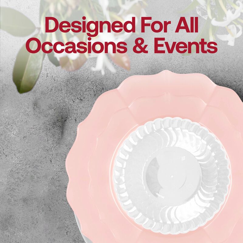 Pearl Pink Round Lotus Plastic Tableware Set image number 7
