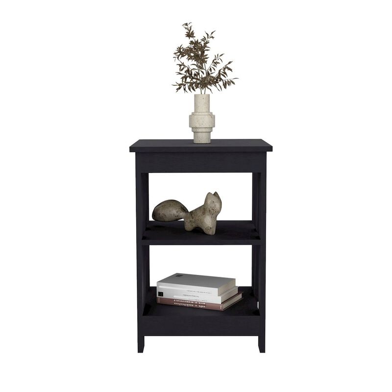 3-Tier End Table/Nightstand, Side Table for Small Space, Black
