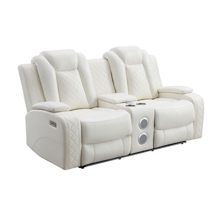 New Classic Furniture Orion Console Loveseat W/ Dual Recliners-White