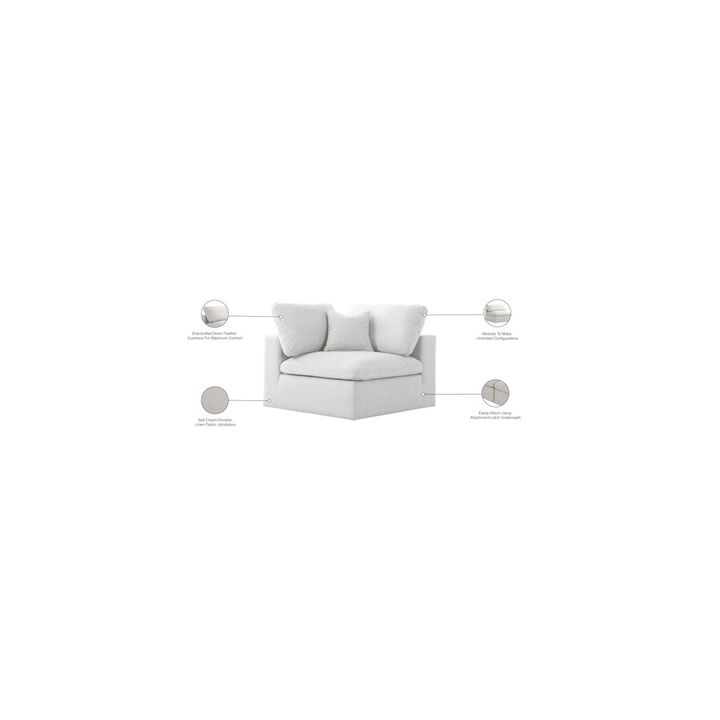 Meridian Furniture Serene Cream Linen Textured Fabric Deluxe Comfort Modular Corner Chair