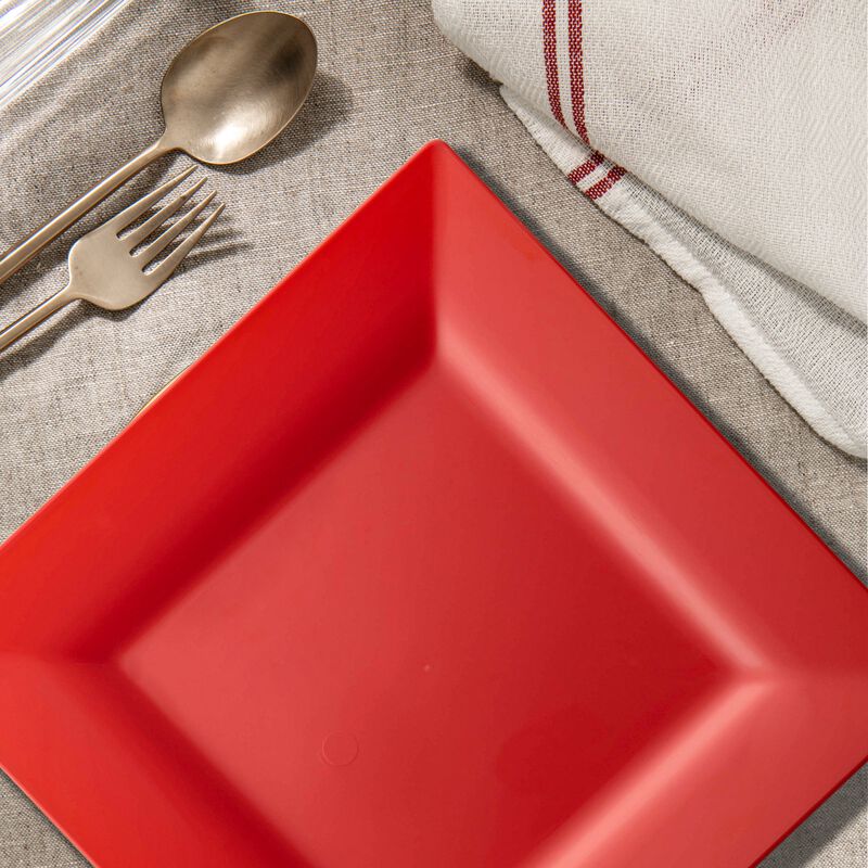 6.5" Red Square Plastic Salad Plates (120 Plates) image number 7