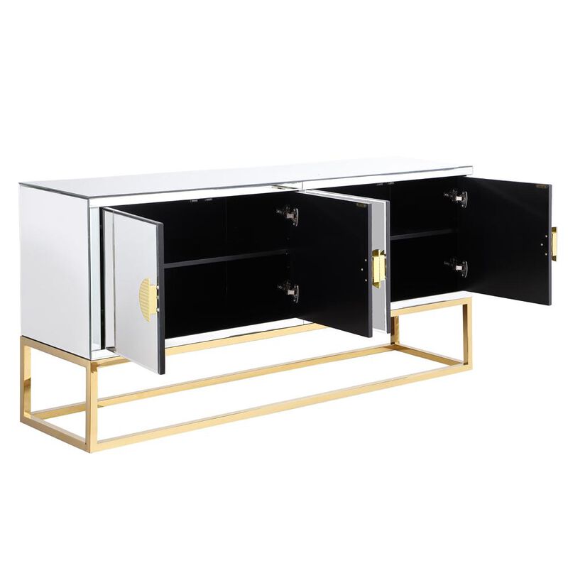 Best Master Furniture Tadala 64 Mirrored with Gold Leg Sideboard