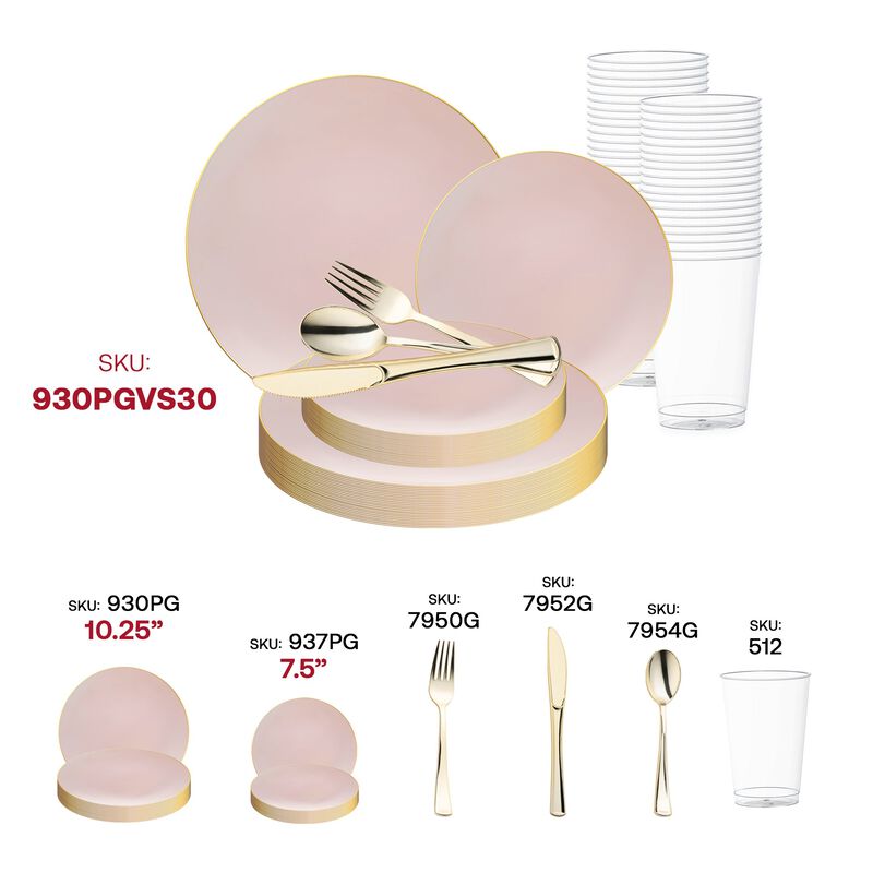 Gold Rim Organic Round Plastic Wedding Value Set image number 5