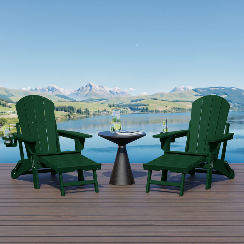 WestinTrends Folding Adjustable Adirondack Chair with Retractable Ottoman and Cup Holder (Set of 2) image number 1
