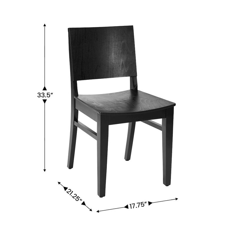 Flash Furniture 2 Pack Naples Solid Wood Dining Chairs with Curved Backrests and Black Finish image number 2