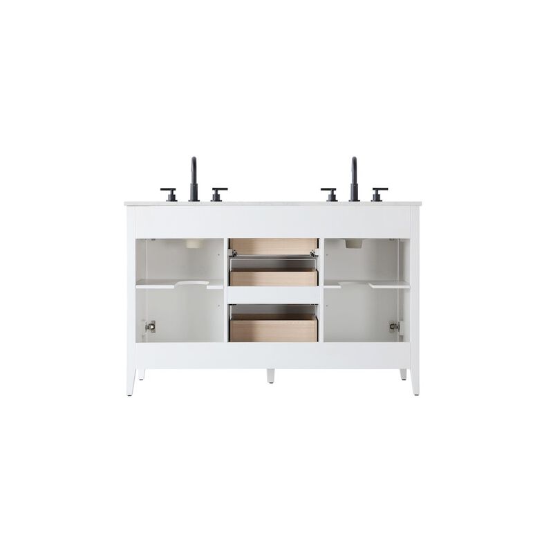 Elegant Kitchen and Bath 54 Inch Double Bathroom Vanity In White