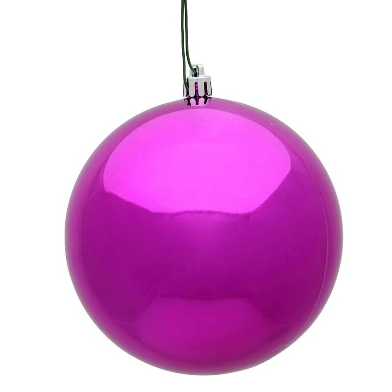 Vickerman 8" Fuchsia Shiny Ball Ornament image number 0