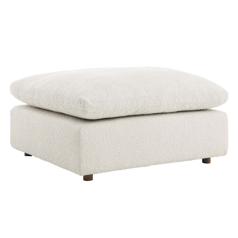 Commix Down Filled Overstuffed Boucle Fabric Ottoman image number 0