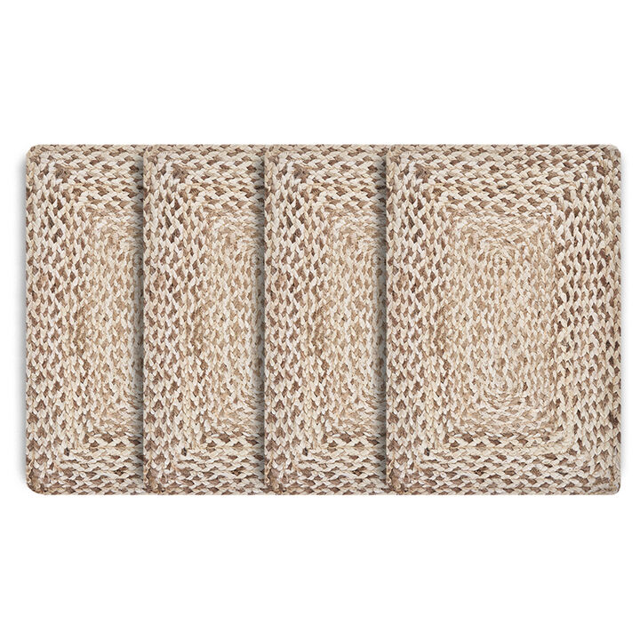 HomeRoots 15" Set of Four Ivory And Natural Jute Square Placemats