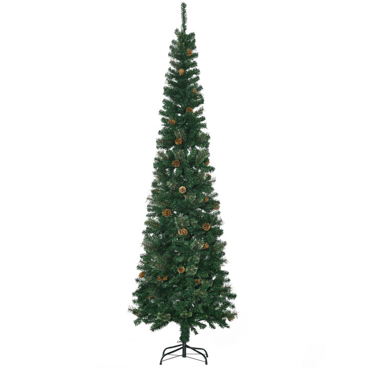 BreeBe 7.5FT Artificial Christmas Tree with Metal Base and Realistic Branches