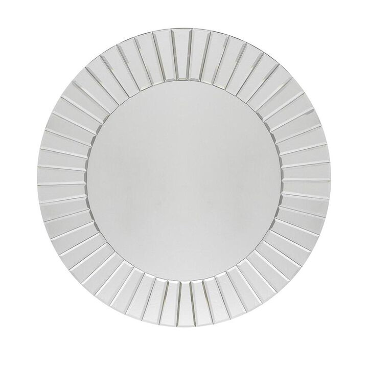 HomeRoots 24" Clear Round Beveled Glass Framed Accent Mirror